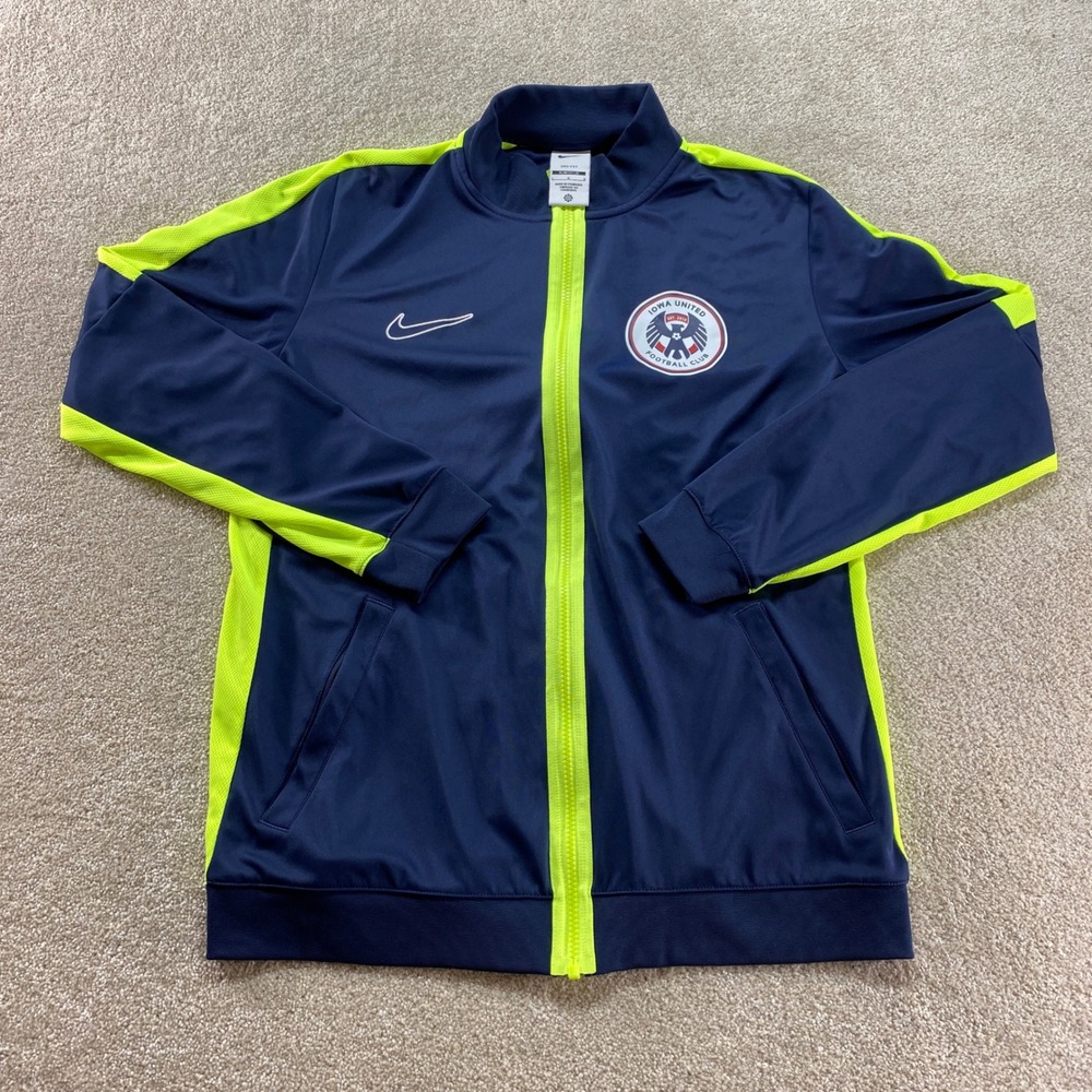 Nike Track Jacket Womens Large Navy Yellow Iowa‎ United FC Soccer Slim Fit